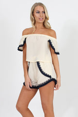 Cream Bardot Two Piece - Jessica