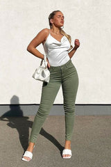 Khaki Skinny Stretch Denim Jeans - Maeva