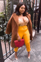 Mustard Belted Tapered Peg Trousers - Jessika