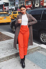 Red Belted Tapered Peg Trousers - Jessika