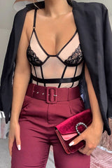 Wine Belted Tapered Peg Trousers - Jessika