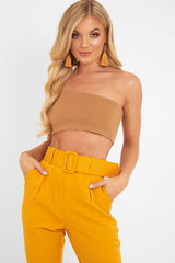 Mustard Belted Tapered Peg Trousers - Jessika