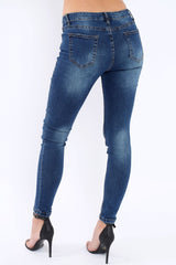 Blue Denim Jewelled Skinny Jeans - Jezzy