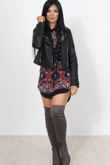 Jilema Black Paisley Print Shirt Dress