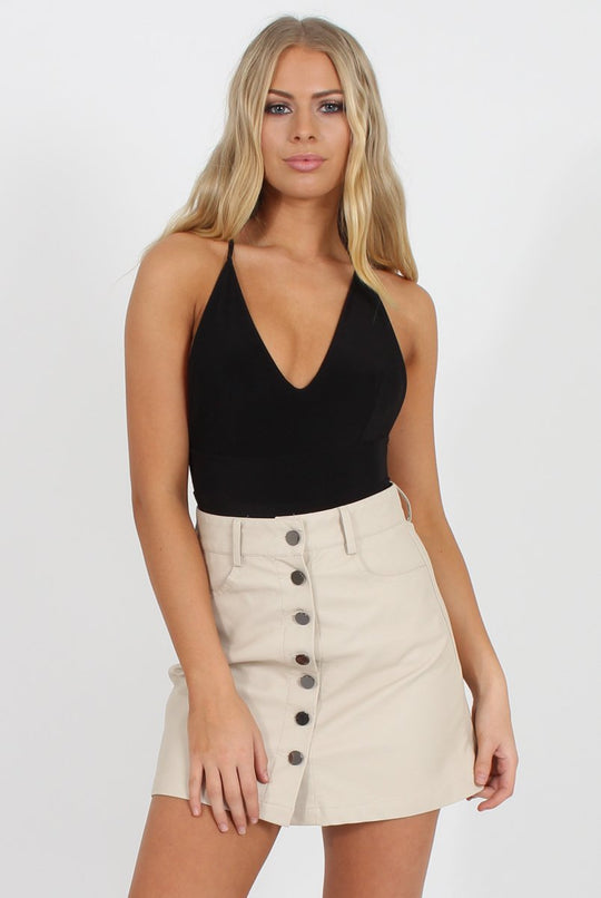 Black V Front Bodysuit - Jill