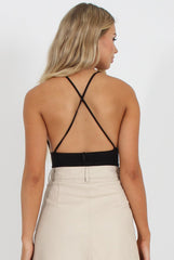 Black V Front Bodysuit - Jill