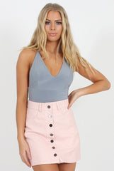 Grey V Front Bodysuit - Jill