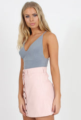 Grey V Front Bodysuit - Jill