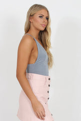 Grey V Front Bodysuit - Jill
