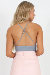 Grey V Front Bodysuit - Jill