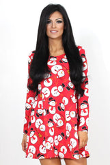 Jingle Red Snowman Swing Dress