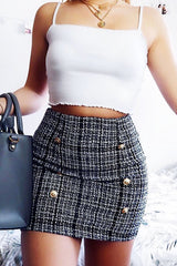 Black and White Tweed Skirt - Jolani