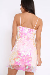 Pink Sequin Plunge Neck Dress - Joanna