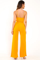 Mustard Tie Front Cut Out Jumpsuit - Jodee