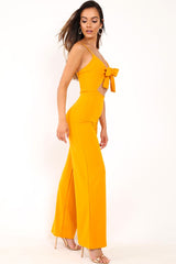 Mustard Tie Front Cut Out Jumpsuit - Jodee