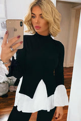 Black Ribbed Flared Shirt and Leggings Co-ord - Aafiya