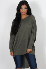 Johanna Khaki Drooped Back Jumper