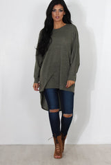 Johanna Khaki Drooped Back Jumper