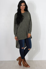 Johanna Khaki Drooped Back Jumper