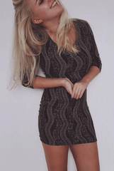 Fae Black & Gold Low Back Dress