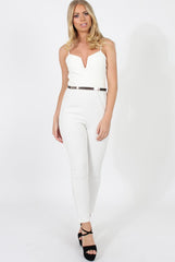 Jona White V Front Jumpsuit