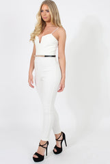 Jona White V Front Jumpsuit