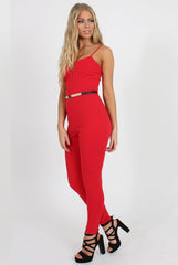 Jona Red V Front Jumpsuit