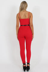 Jona Red V Front Jumpsuit