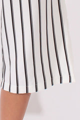 White Stripe High Neck Culotte Jumpsuit - Jordana