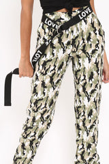 Black Love Slogan Silver Clasp Belt - Jordana