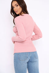 Rose Ribbed Thin Knit Wrap Top - Jordi