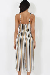 Nude & White Stripe Culotte Jumpsuit - Josephine