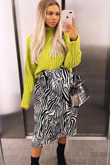 Lime Wide Rib Roll Neck Jumper - Joyanna