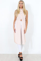 Nude Split Detail Longline Shirt - Eva