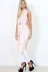 Nude Split Detail Longline Shirt - Eva