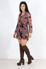 Judie Black Paisley Print Shirt Dress