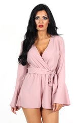 Julia Mauve Bell Sleeve Tie Waist Playsuit