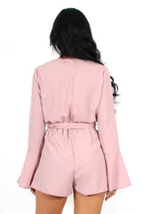 Julia Mauve Bell Sleeve Tie Waist Playsuit