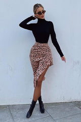 Peach Polka Print Frilled Hem Midi Skirt - Julia