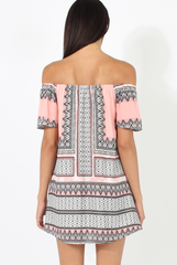 Pink & Black Print Bardot Dress - July