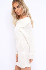 White Bardot Chunky Knit Jumper Dress - Kaidyn