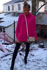 Pink Chunky Knit Jumper Dress - Maci