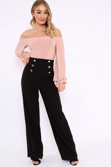 Nude Bardot Frill Flare Sleeve Bodysuit - Sofiya