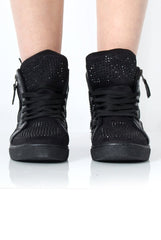 June Black Diamante Trainers