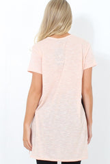 Justina Nude Slogan Side Split Top