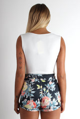 Justine Blue Floral Cross Front Playsuit