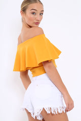 Mustard Bardot Crop Top - Justine