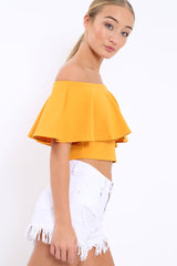 Mustard Bardot Crop Top - Justine