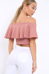 Rose Bardot Crop Top - Justine