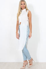 White Split Detail Longline Shirt - Eva